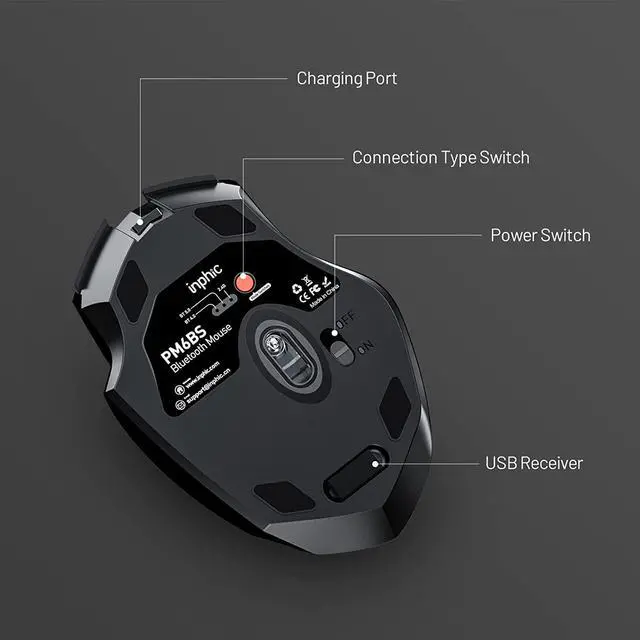 Alt view image 5 of 7 - Bluetooth Wireless Mouse, Silent Rechargeable Bluetooth + 2.4G Wireless Mouse (Tri-Mode: BT 5.0/4.0+2.4G), Ergonomic Portable Mouse Bluetooth for Laptop PC Computer, MacOS, Android, Windows