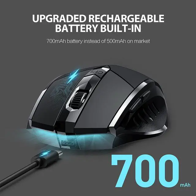 Alt view image 2 of 7 - Bluetooth Wireless Mouse, Silent Rechargeable Bluetooth + 2.4G Wireless Mouse (Tri-Mode: BT 5.0/4.0+2.4G), Ergonomic Portable Mouse Bluetooth for Laptop PC Computer, MacOS, Android, Windows