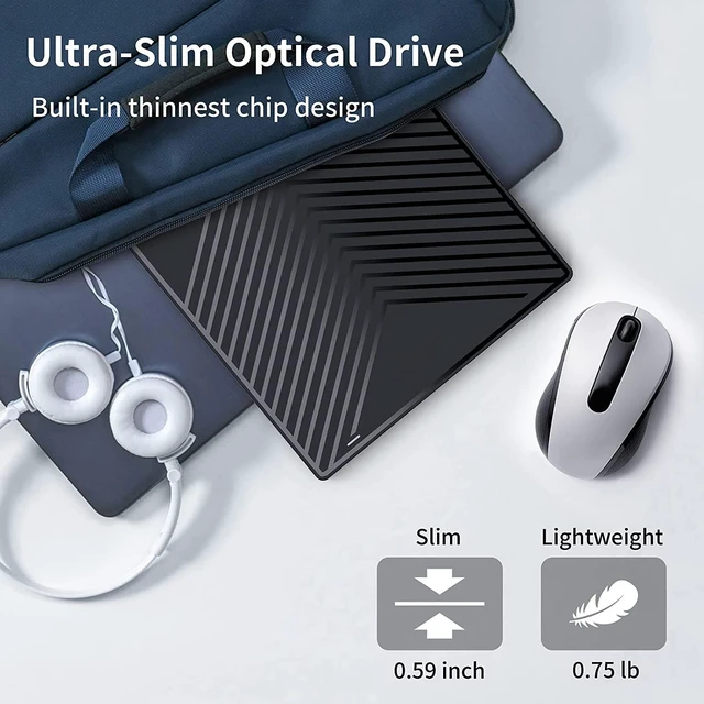 Alt view image 6 of 6 - External CD DVD Drive - CD/DVD Drive External USB 3.0 & Type-C with 4 USB Ports and 2 TF/SD Card Slots CD Drive External CD DVD Burner Optical Drive for Laptop Desktop MacOS Windows Linux