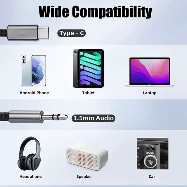 Alt view image 4 of 7 - USB C to 3.5mm Male Headphone Jack Adapter, USB Type C to Male Adapter Dongle Cable Cord Car Headphone Compatible with S-a-m-s-u-n-g Gal-axy S22 S21 S20 Ultra S20+ Note 20,i-P-a-d Pro,Pixel
