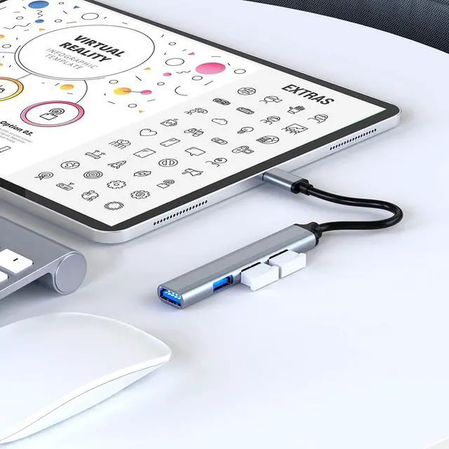 Alt view image 4 of 7 - USB C to USB Hub 4 Ports (1x USB3.0, 3x USB2.0) , Type C to USB 3.0 Hub Ultra Slim USB Splitter for M-a-c-B-ook Pro/Air Surface Pro USB Flash Drive, 4-in-1 Docking Station USB C Hub for Laptop