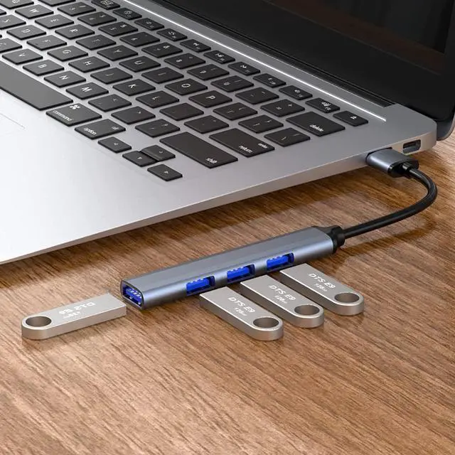 Alt view image 5 of 7 - USB C to USB Hub 4 Ports (1x USB3.0, 3x USB2.0) , Type C to USB 3.0 Hub Ultra Slim USB Splitter for M-a-c-B-ook Pro/Air Surface Pro USB Flash Drive, 4-in-1 Docking Station USB C Hub for Laptop