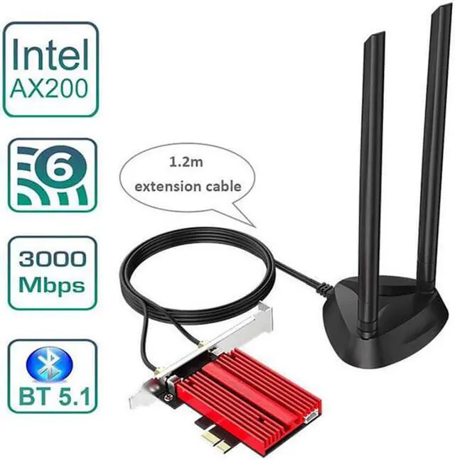 Main image of 3000Mbps Dual Band PCI-E Network Card For AX200NGW PCIE Wifi 6 Card 802.11 ac/ax Bluetooth5.1 Win10 MU-MIMO Desktop AX200 Plus Wireless Adapter for PC Desktop Windows 10
