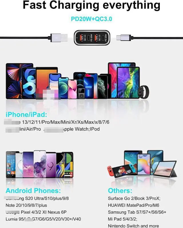 Alt view image 6 of 6 - 4 Ports USB C Car Charger 40W Fast Charging Cigarette Lighter Adapter, Dual QC 3.0 18W & PD 20W Android Car Phone Charger Compatible with IOS Android Smartphones...