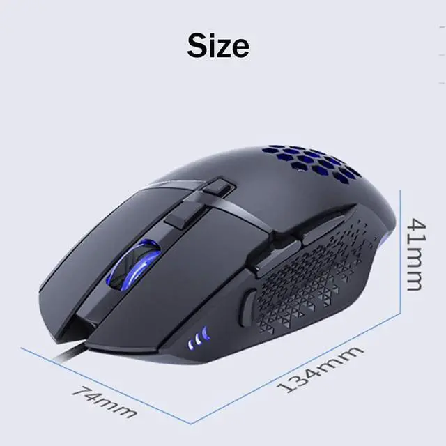 Alt view image 7 of 7 - Gaming Mouse, Wired Mouse with RGB Backlight Cellular Design 8 Buttons 7200 DPI 4-Level Adjustable USB Port Mouse, Computer Optical Ergonomic PC Gaming Mice Compatible with Windows MacOS (Black)