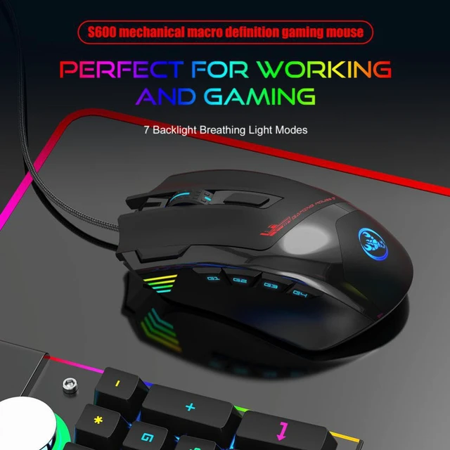 Alt view image 2 of 7 - Wired Gaming Mouse, Macro Programming 6 RGB Luminous Mouse for Gamer, 6 Adjustable DPI up to 7200dpi, 9 Programmable Buttons Ergonomic Optical Gaming Mouse for PC Gamer Gamer Computer