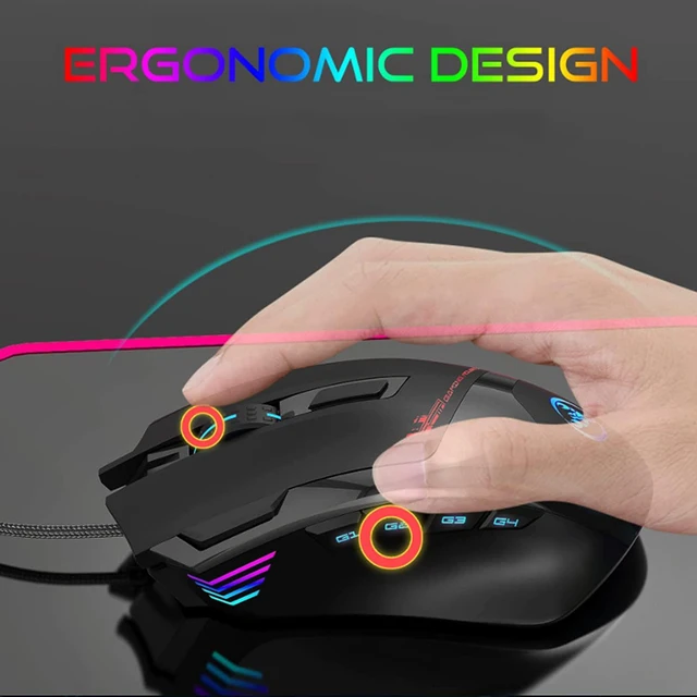Alt view image 3 of 7 - Wired Gaming Mouse, Macro Programming 6 RGB Luminous Mouse for Gamer, 6 Adjustable DPI up to 7200dpi, 9 Programmable Buttons Ergonomic Optical Gaming Mouse for PC Gamer Gamer Computer