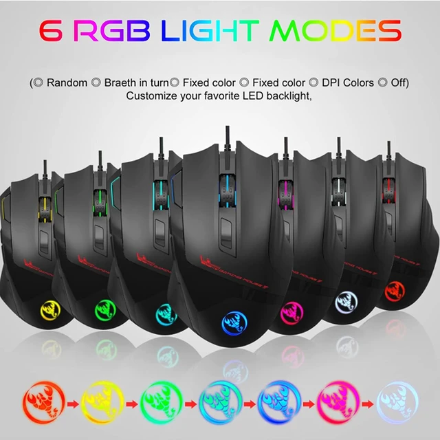 Alt view image 4 of 7 - Wired Gaming Mouse, Macro Programming 6 RGB Luminous Mouse for Gamer, 6 Adjustable DPI up to 7200dpi, 9 Programmable Buttons Ergonomic Optical Gaming Mouse for PC Gamer Gamer Computer