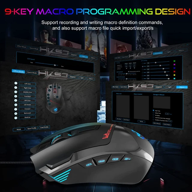 Alt view image 7 of 7 - Wired Gaming Mouse, Macro Programming 6 RGB Luminous Mouse for Gamer, 6 Adjustable DPI up to 7200dpi, 9 Programmable Buttons Ergonomic Optical Gaming Mouse for PC Gamer Gamer Computer