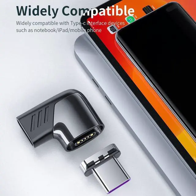 Alt view image 7 of 7 - [2 PACK] USB C Magnetic Adapter, Type C Connector Right Angle 90 Degree Adapter, Support PD 120W Quick Charge, 480Mbps Data Transfer, Compatible with MacBook Pro Air, USB-C Mobile Phone, PC&Laptop