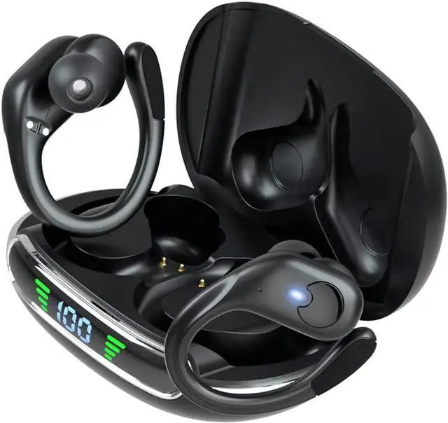 Main image of True Wireless Earbuds, Bluetooth 5.3 Headphones 72Hrs Playback Sport Earphones with Earhooks, IPX7 Waterproof Over-Ear Headset Buit-in Mic,LED Display TWS Ear Buds for Workout Sports