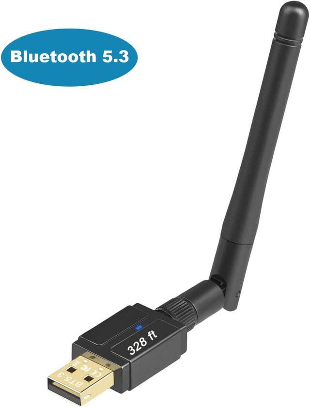 USB Bluetooth Adapter 5.3 for Desktop PC, Plug & Play Long Range 328FT/100M  Class 1 EDR Bluetooth Dongle Receiver for Laptop Computer Connect Speaker  Keyboard Headphones Support Windows 11/10/8.1 