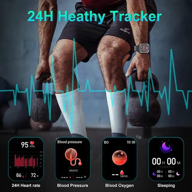 Alt view image 2 of 6 - Smart Watch-Military Smart Watches for Men, 1.95'' Military Watch with Bluetooth Call IP68 Waterproof Smart Watches Rugged Outdoor Men's Watch for iPhone Android Smartwatch with Bp Heart Rate Monitor