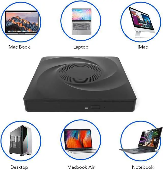 Alt view image 5 of 7 - Upgraded External CD/DVD +/-RW Drive USB 3.0 Type-C, Optical Drive/Player Ultra Slim Portable CD ROM Writer,Portable DVD CD Burner Optical Drive/Player for MacBook Air, iMac, Windows 11/10/8/7 Laptop