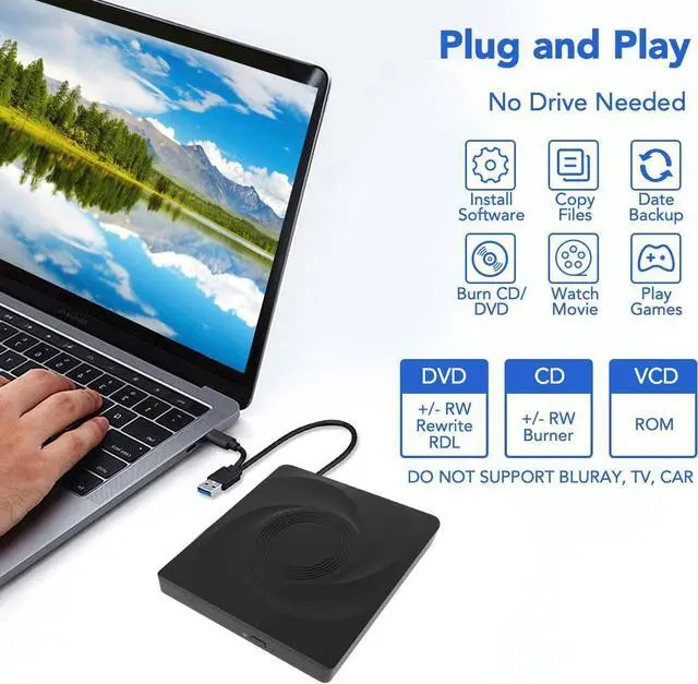 Alt view image 7 of 7 - Upgraded External CD/DVD +/-RW Drive USB 3.0 Type-C, Optical Drive/Player Ultra Slim Portable CD ROM Writer,Portable DVD CD Burner Optical Drive/Player for MacBook Air, iMac, Windows 11/10/8/7 Laptop
