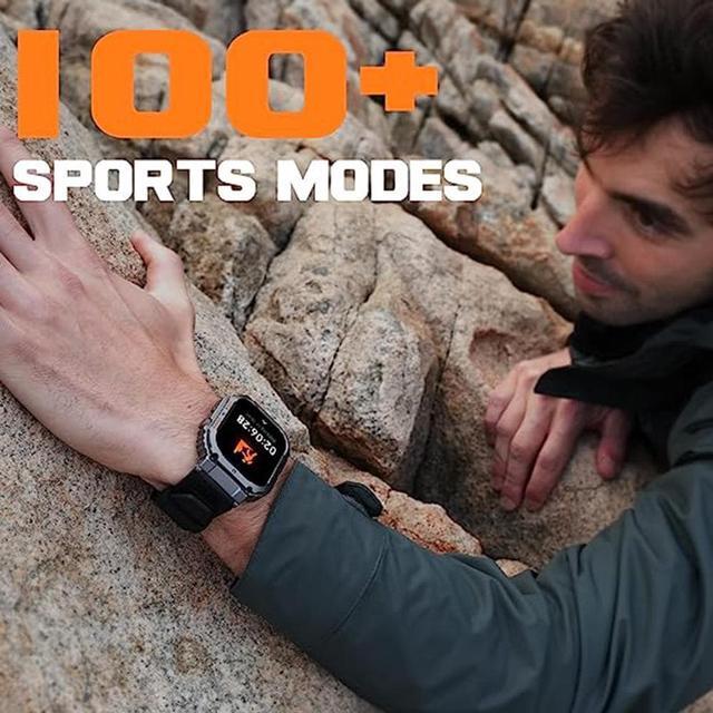 Alt view image 5 of 7 - Men's Smart Watch,100M Waterproof Rugged Military Smartwatch with Bluetooth Call(Answer/Dial Calls) 2-inch Utral Large HD Display 70 Days Extra Long Battery Life, 100+ Sports Modes Fitness Tracker