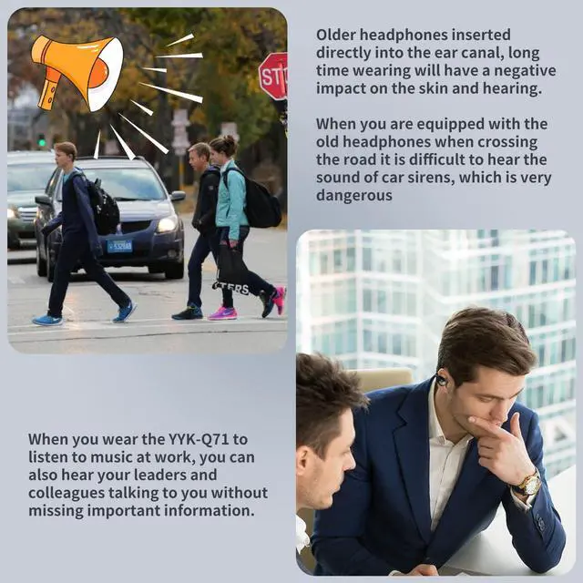 Alt view image 7 of 7 - Wireless Headphones, Bluetooth Ear Clip Earphones, 30H Playtime Open Ear Clip Headphones with Mic, Mini Wireless Earbuds Bluetooth for Running Sport Gym, USB-C, Compatible with iPhone Android (Black)