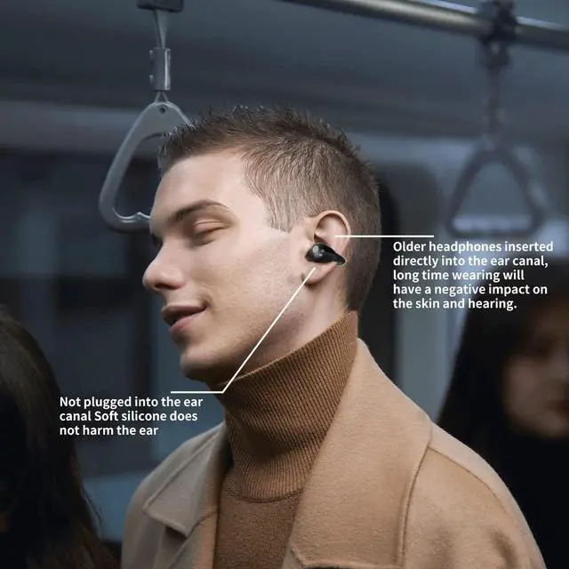 Alt view image 3 of 7 - Wireless Headphones, Bluetooth Ear Clip Earphones, 30H Playtime Open Ear Clip Headphones with Mic, Mini Wireless Earbuds Bluetooth for Running Sport Gym, USB-C, Compatible with iPhone Android (Black)
