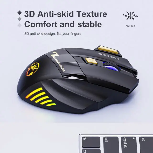Alt view image 7 of 7 - 7 Colors RGB Wireless Mouse, 2.4Ghz Wireless Gaming Mouse for Gamer, Computer Mouse Ergonomic Gaming Mousewith 7 Buttons, 1200/2400/3200 DPI,  Rechargeable Wireless Mouse For Laptop PC