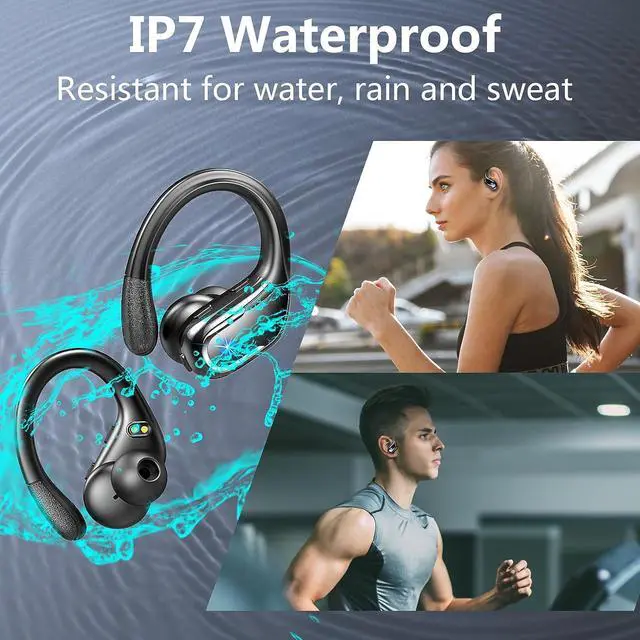 Alt view image 7 of 7 - True Wireless Earbuds, Bluetooth 5.3 Headphones Wireless with CVC8.0 Noise Cancelling Mic, IP7 Waterproof Wireless Earphones Running 3D Stereo, 90H Bluetooth Sport Ear buds Earhooks for iOS/Android