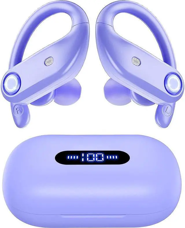 Main image of True Wireless Earbuds, Bluetooth Headphones 130H Playback 4 Mics Clear Call Waterproof Sport Wireless Headset, 2200mAh Charging Case in-Ear Ear Buds Earphones with Earhooks for Sports Running Workout