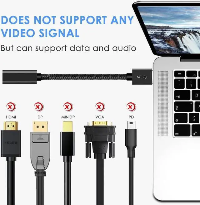 Alt view image 5 of 7 - [10Gbps] USB C Female to USB Male Adapter Cable [2 PACK], USB 3.1 GEN 2 USB C Converter, Support One Side 10Gbps Data Transfer & Power Charging, USB A USB 3.0 to USB C Cable (Black)