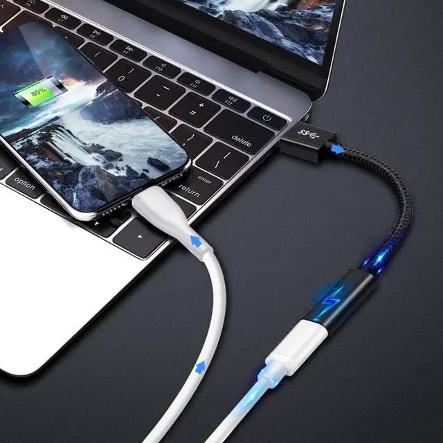 Alt view image 6 of 7 - [10Gbps] USB C Female to USB Male Adapter Cable [2 PACK], USB 3.1 GEN 2 USB C Converter, Support One Side 10Gbps Data Transfer & Power Charging, USB A USB 3.0 to USB C Cable (Black)