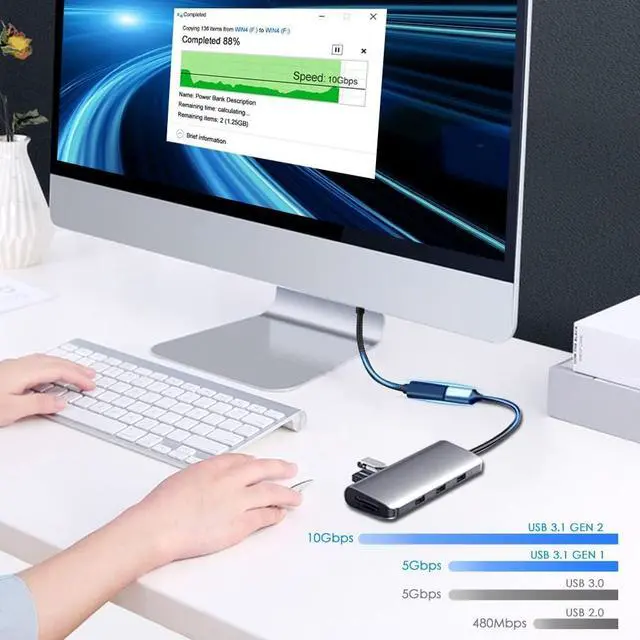 Alt view image 7 of 7 - [10Gbps] USB C Female to USB Male Adapter Cable [2 PACK], USB 3.1 GEN 2 USB C Converter, Support One Side 10Gbps Data Transfer & Power Charging, USB A USB 3.0 to USB C Cable (Black)