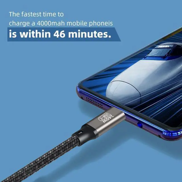 Alt view image 6 of 7 - USB C to USB C Cable 240W 6.6ft / 2M, Type C Charging Cable, USB C 240W Fast Charging Cord Nylon Braided Type-C Cable Compatible with Mac-Book Pro, i-Pad Pro, Air 4th, Ga-laxy S21, Pixel, and More