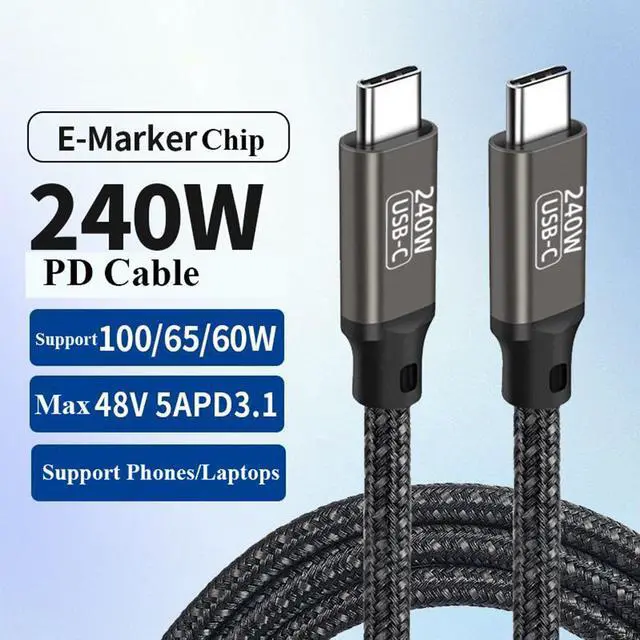 Main image of USB C to USB C Cable 240W 6.6ft / 2M, Type C Charging Cable, USB C 240W Fast Charging Cord Nylon Braided Type-C Cable Compatible with Mac-Book Pro, i-Pad Pro, Air 4th, Ga-laxy S21, Pixel, and More