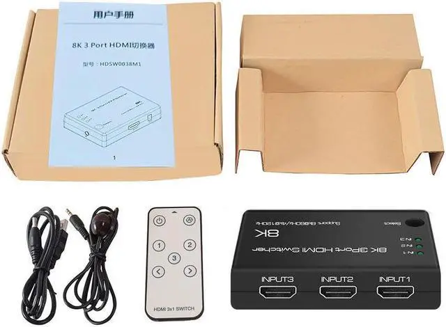 Alt view image 7 of 7 - HDMI 2.1 Switch 3 in 1 Out, 8K@60Hz 4K@120Hz HDMI Switcher 3 Port, 8K HDMI Auto Switch 3x1 Selector with IR Remote for Xbox,PS5,PS4,UHD TV, Support 48Gbps, HDCP 2.3,HDR 10+, 1080P@240Hz