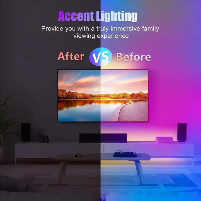 Alt view image 7 of 7 - 100FT Smart LED Strip Lights (2 Rolls of 50ft), LED RGB Strip Lights Sync to Music with 40 Key Remote Controller LED Lights for Bedroom,Christmas Lights decration (Multi-Colored, 100FT)