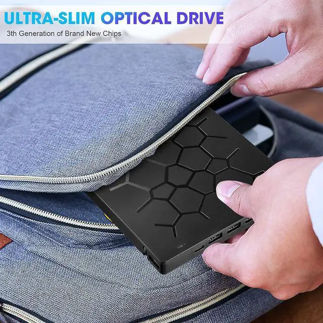 Alt view image 6 of 7 - External CD DVD Drive [7 in 1], USB 3.0 Type C Portable CD/DVD Rewriter Burner, Low Noise High Speed Data Transfer Drive, Slim Optical CD ROM Drive for Laptop Desktop PC Windows 7/8/11/10 Linux MacOS