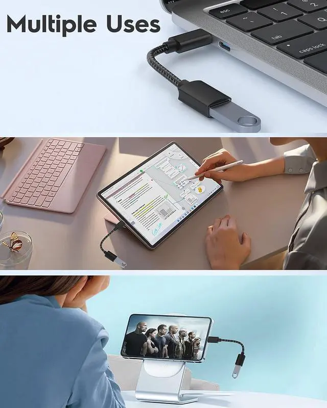 Alt view image 7 of 7 - USB C to USB 3.2 10Gbps Adapter [2 Pack], USB Type-C to USB Adapter OTG Cable, Thunderbolt 3/4 to USB 3.0 Adapter Compatible with Galaxy S23/S22/S21,i-Pad Pro 2022,Mac-B-o-ok Pro/Air 2020 etc..