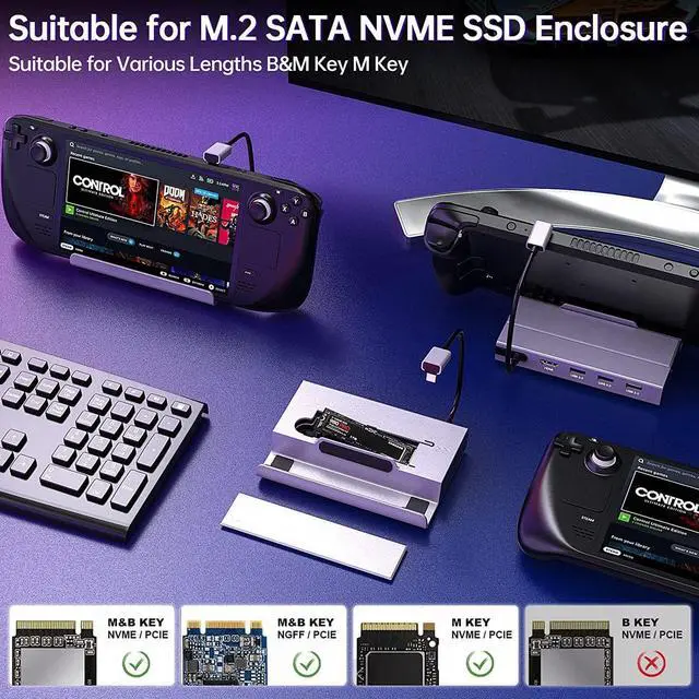 Alt view image 5 of 7 - Steam Deck Dock, 7-in-1 Steam Deck Docking Station with M.2 NVME SSD Enclosure, HDMI 2.0 4K @60Hz, PD 100W, 2x USB 3.0, USB 2.0, 1000Mbps Gigabit Ethernet for Steam Deck Accessories