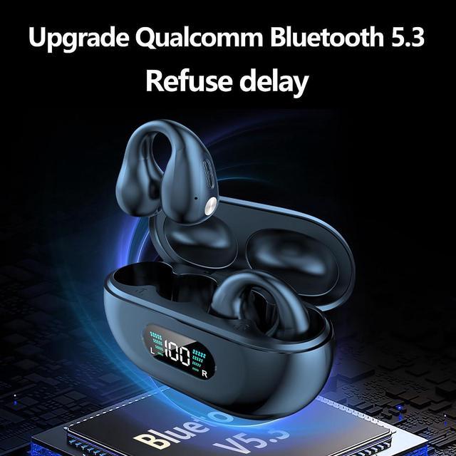 Alt view image 5 of 7 - True Wireless Earbuds, Clip Earbuds with Earhooks Mini Bone Conduction Headphones Waterproof Bluetooth 5.3 Open Ear Earbuds Cycling Earpiece Noise Canceling Headset Sports Earphones