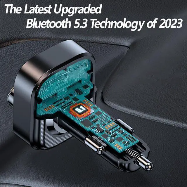 Alt view image 5 of 7 - Bluetooth 5.3 FM Transmitter for Car, Bluetooth Car Adapter with Type-C PD(30W) Car Charger and Dual USB Port,Wireless FM Radio Transmitter, Support MP3 Player, Handsfree Calling, LED Backlit, U Disk