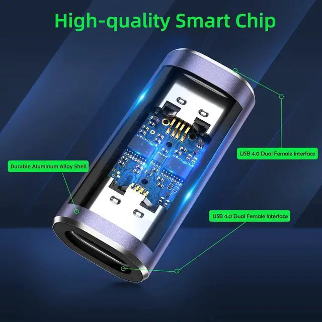 Alt view image 2 of 7 - [4 PACK] USB C Female to Female Adapter, USB C to USB C Adapter, USB C Coupler with 40 Gbps PD 100W 8K @60hz Video Compatible for Thunderbolt 4/3, Mac-Book Pro/Air, USB-C HUB and More Type C Devices