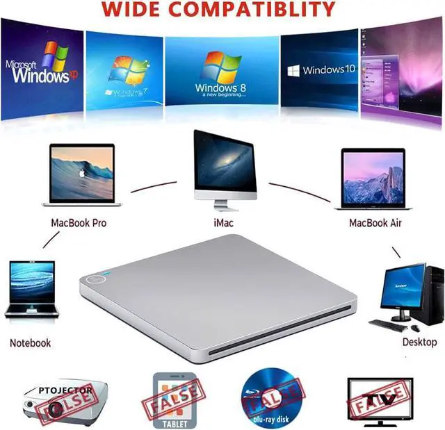 Alt view image 6 of 7 - External CD DVD Drive, USB 3.0 & Type-C Portable CD DVD RW Drive Slim DVD/CD ROM Rewriter Burner Writer High Speed Data Transfer, Slot-in CD/DVD Drive for Laptop/MacBook/Desktop/MacOS