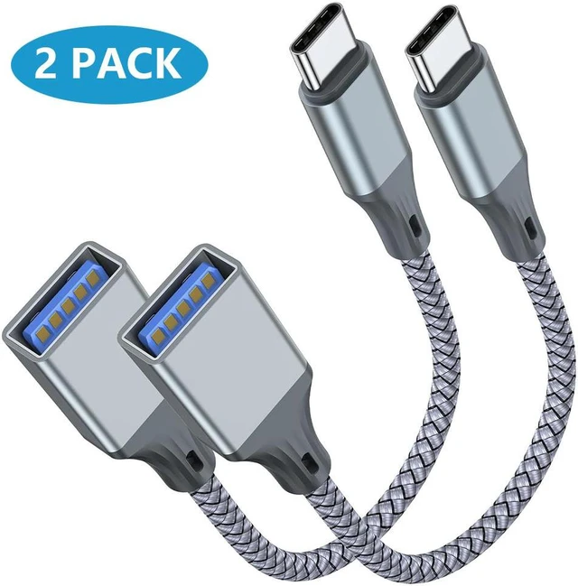 Main image of USB C to USB 3.0 Adapter, USB C to USB A Adapter (2 Pack), USB Type C Male to USB 3.0 Female OTG Cable .Compatible with M-ac-Book Pro/Air 2019 2018 2017, Galaxy S23 S23+ Ultra Note 10 S9 S8 (Grey)