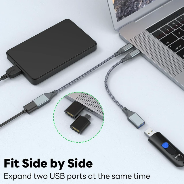 Alt view image 3 of 7 - USB C to USB 3.0 Adapter, USB C to USB A Adapter (2 Pack), USB Type C Male to USB 3.0 Female OTG Cable .Compatible with M-ac-Book Pro/Air 2019 2018 2017, Galaxy S23 S23+ Ultra Note 10 S9 S8 (Grey)