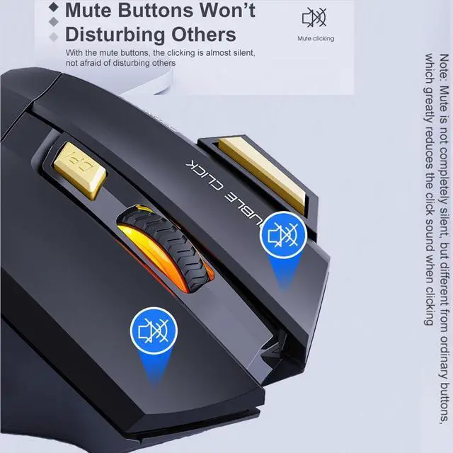 Alt view image 6 of 7 - Wireless Gaming Mouse, 1200-2400-3200 DPI, [Bluetooth 5.1 + 2.4G RF] Dual Mode Wireless Mouse, Rechargeable 7 Keys Silent Mouse, 7-color Breathing LED Wireless Mouse for Laptop, PC Computer, MacOS