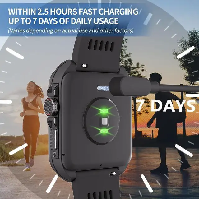 Alt view image 7 of 7 - Smart Watch, 1.8" Touch Screen Smartwatch with Alexa Built-in IP68 Waterproof, Fitness Tracker Watch with 100+ Sports Modes Heart Rate/Blood Oxygen/Stress/Sleep Monitor for Men and Women (Black)