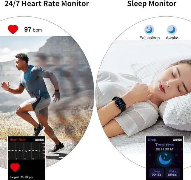 Alt view image 3 of 7 - Smart Watch, 1.69" HD Touch Screen Fitness Watch for Men Women, 25 Sports Modes Fitness Tracker with Heart Rate Sleep Monitor, Pedometer Activity Trackers, IP68 Waterproof Smartwatch for Android IOS