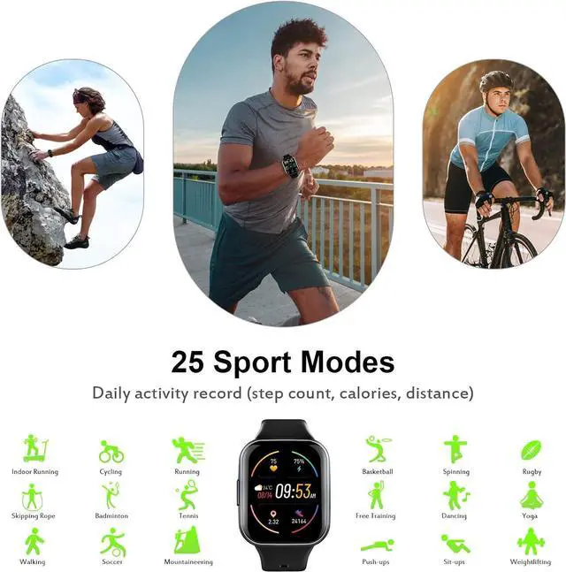 Alt view image 5 of 7 - Smart Watch, 1.69" HD Touch Screen Fitness Watch for Men Women, 25 Sports Modes Fitness Tracker with Heart Rate Sleep Monitor, Pedometer Activity Trackers, IP68 Waterproof Smartwatch for Android IOS