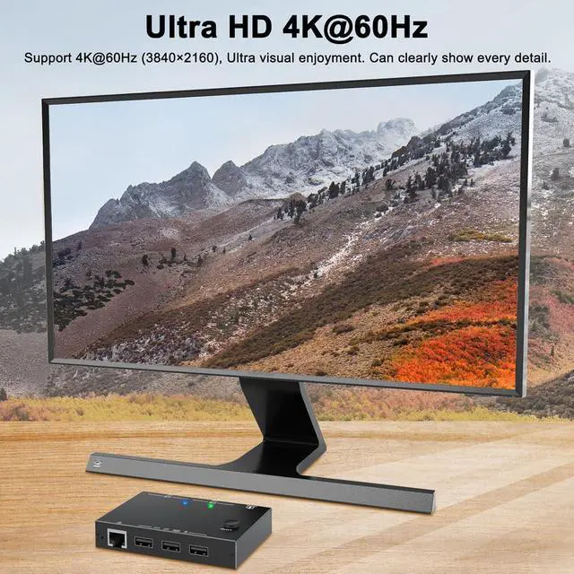 Alt view image 3 of 7 - 2 Port HDMI KVM Switch 2 PC 1 Monitor 4K@60Hz 2K@144Hz, 2 in 1 Out HDMI KVM Switch with Ethernet and 4 USB 2.0 ports for 2 PC Sharing 1 Monitor and keyboard, mouse, printer, U disk, with 2 USB cables