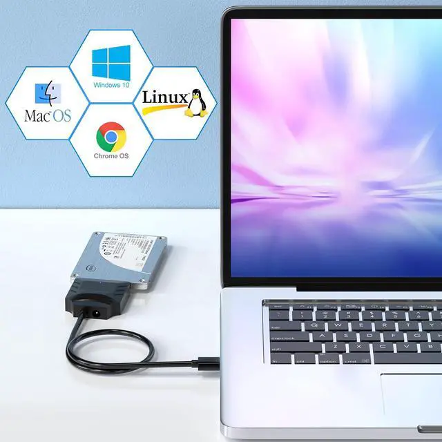 Alt view image 4 of 6 - SATA to USB Adapter, USB 3.0 Hard Drive to USB Adapter for 2.5/3.5 Inch HDD/SSD, USB to SATA Adapter, External Hard Drive Reader, 3.5 inch SSD Need 12V/2A Power Supply (Free Power Supply)