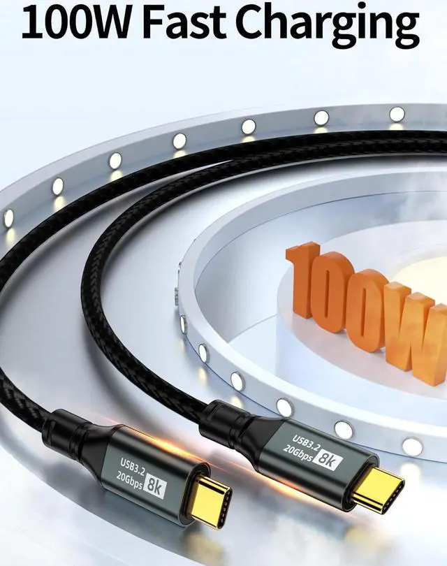 Alt view image 4 of 7 - USB C to USB C 3.1 Gen 2 Cable (6.6FT/2M ), 20Gbps Data Transfer- 8K@60Hz Video Output Monitor Cable -100W PD Fast Charging Cord USB C Display Cable-Type C to Type C Cable for iPhone 15,MacBooks,iPad