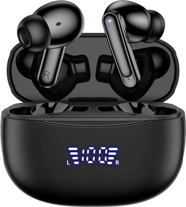 Main image of True Wireless Earbuds, Bluetooth 5.3 Headphones with Dual LED Power Display Charging Case IPX7 Waterproof, Bluetooh Earbuds with Dual Mic Call Noise Cancelling, Sports Earphones for iOS Andriod Phone