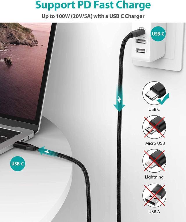 Alt view image 2 of 7 - USB C to USB C Cable 6.6ft/2M, USB 3.2 Gen 2 USB-C Cable- 4K UHD 20Gbps USB C Cable 100W PD Fast Charging Cable, Nylon Braided Type C Cable  for Thunderbolt 3, Mac-Book Pro, i-Pad Pro, Galaxy S20..
